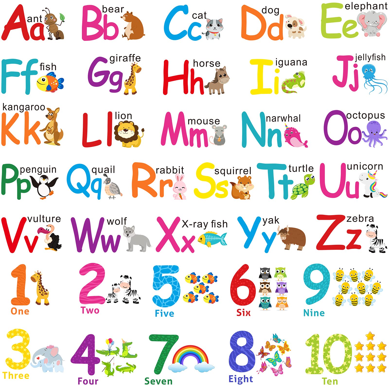 Gersoniel 6-sheets animal wall stickers brighten kids' rooms and encourage playful learning.