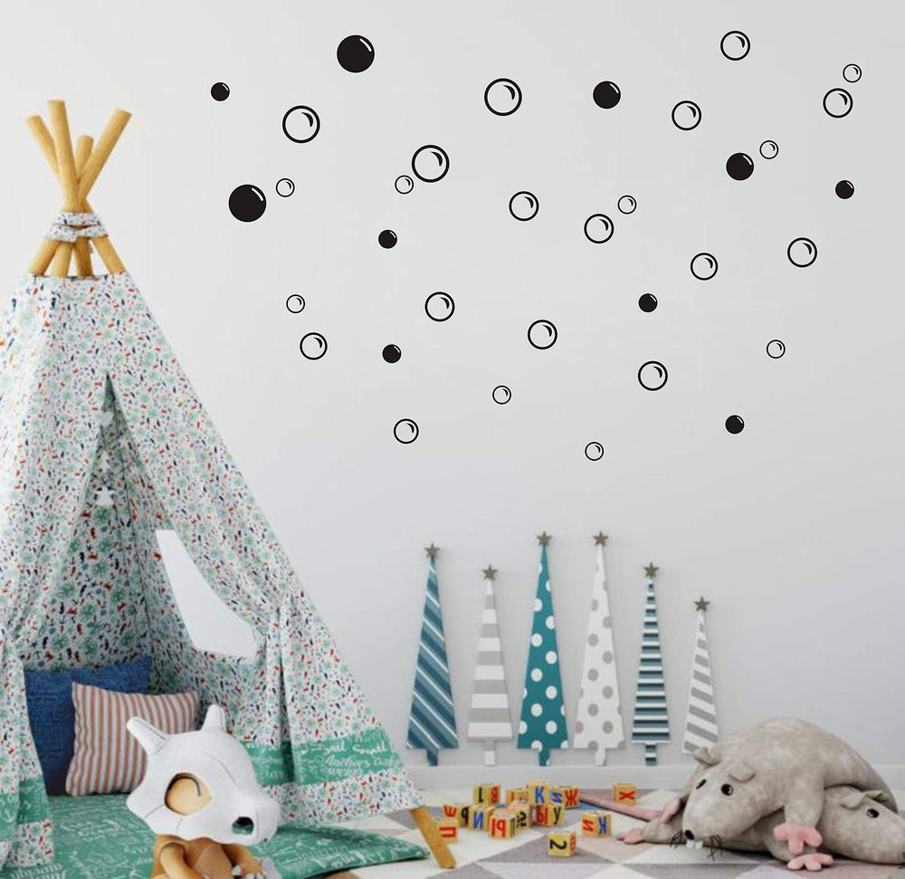 GESTYZ nursery bubbles wall decal black adds removable wall art.