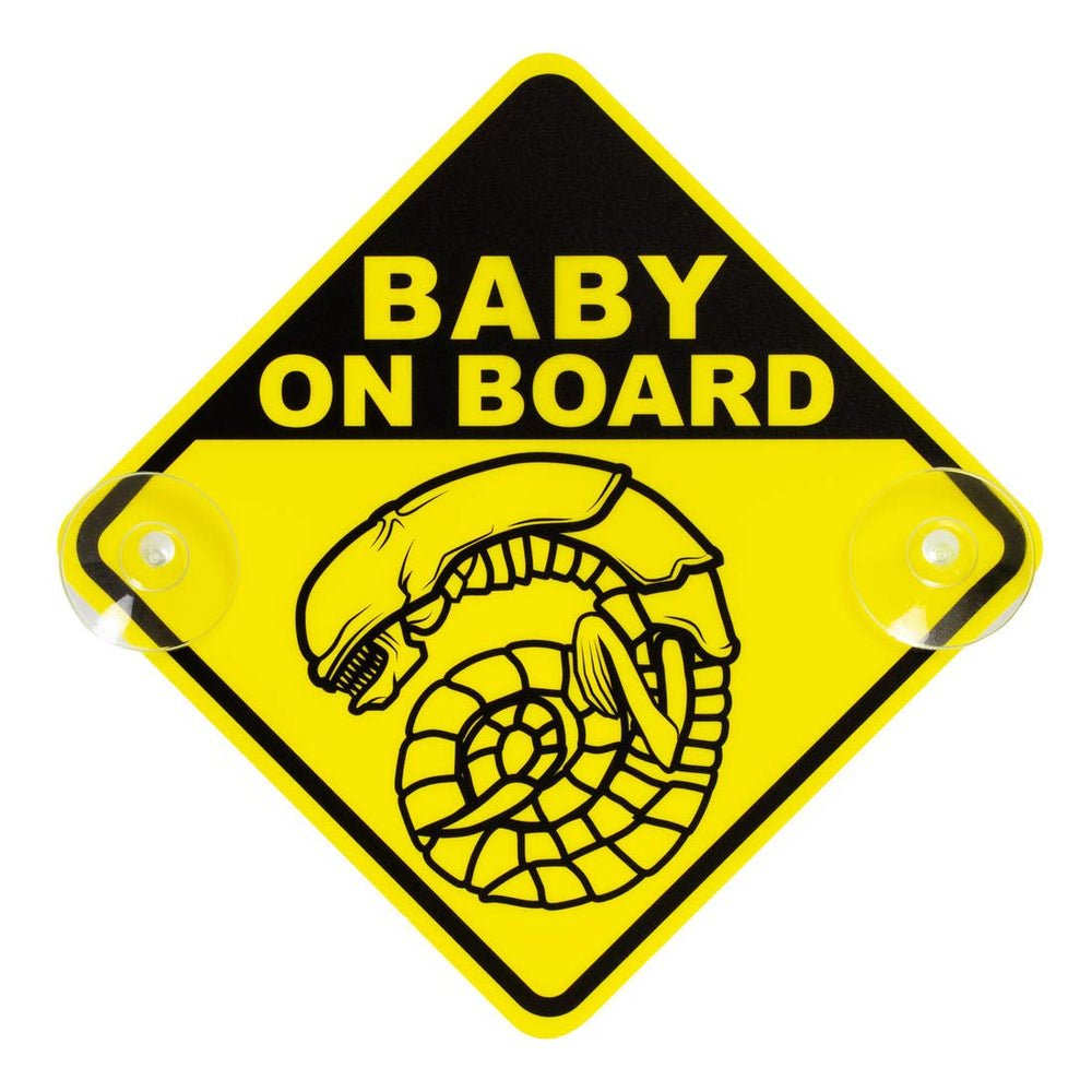 GetDigital chestburster baby on board yellow sign for clear car visibility.