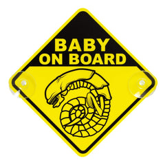 GetDigital chestburster baby on board yellow sign for clear car visibility.