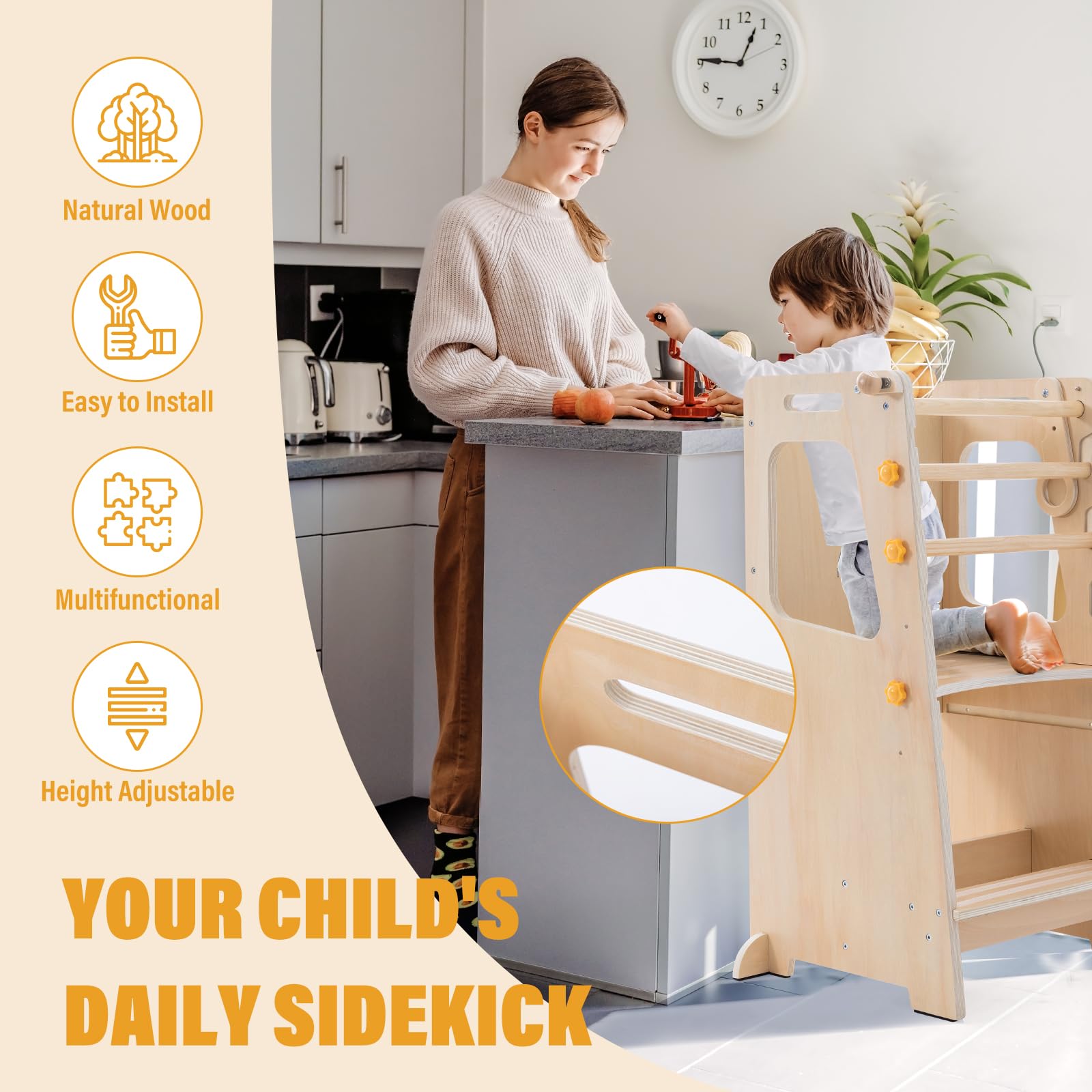 Gewitt height-adjustable tower highlighting 38 and 45 inch options for growing children