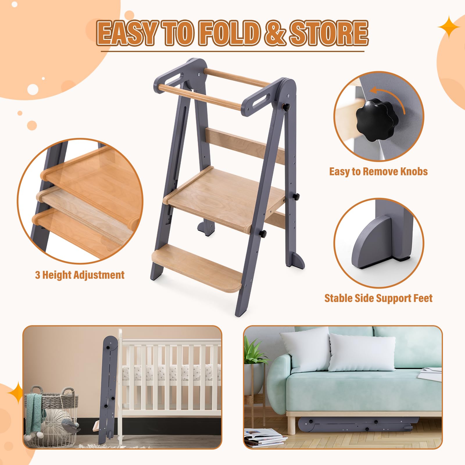 Gewitt toddler standing tower provides sturdy support during activities