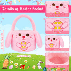 GEWUJATOP rabbit storage tote side view showing plush softness and space for goodies.