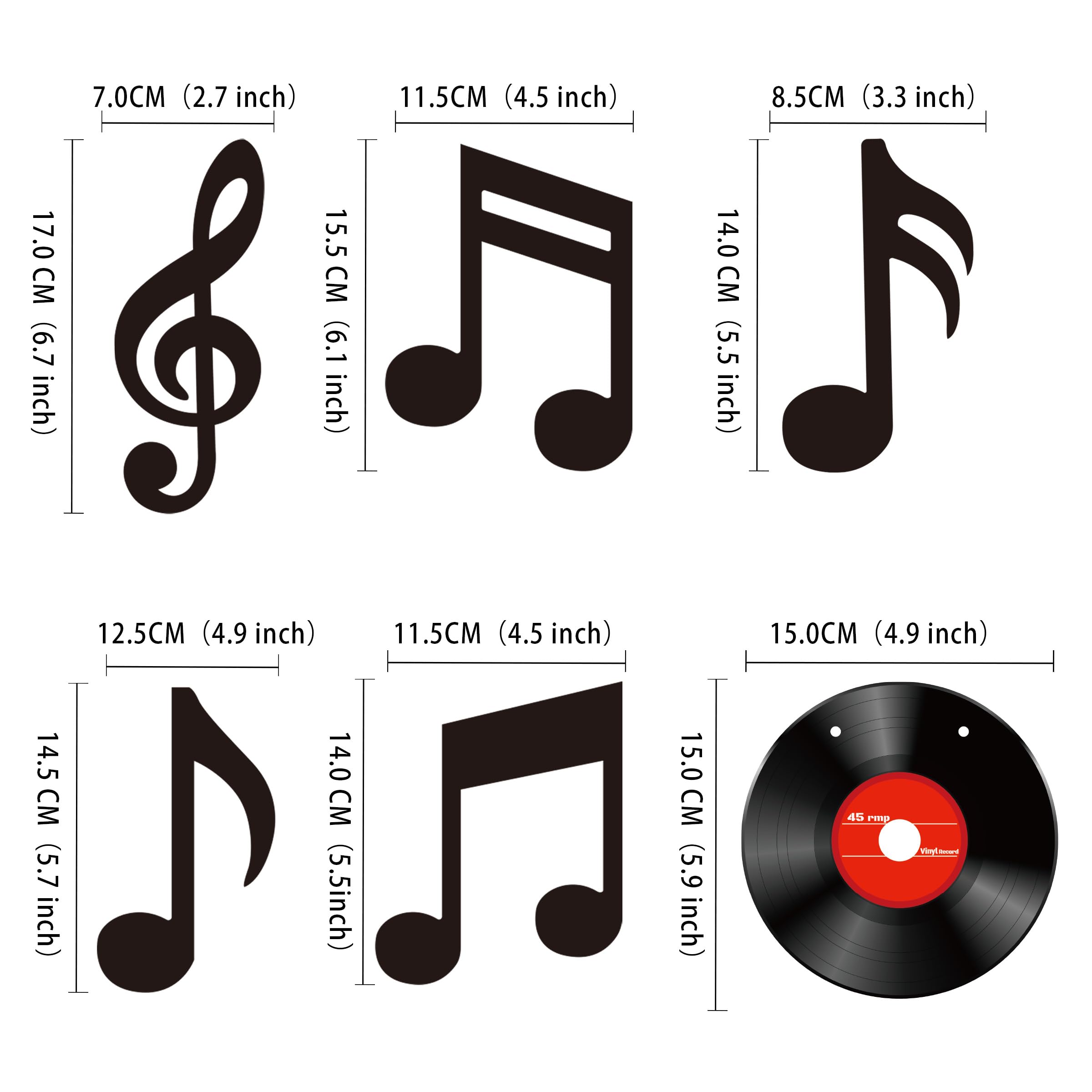 Gexolenu black vinyl music notes wall decor, unframed and wall-mount ready