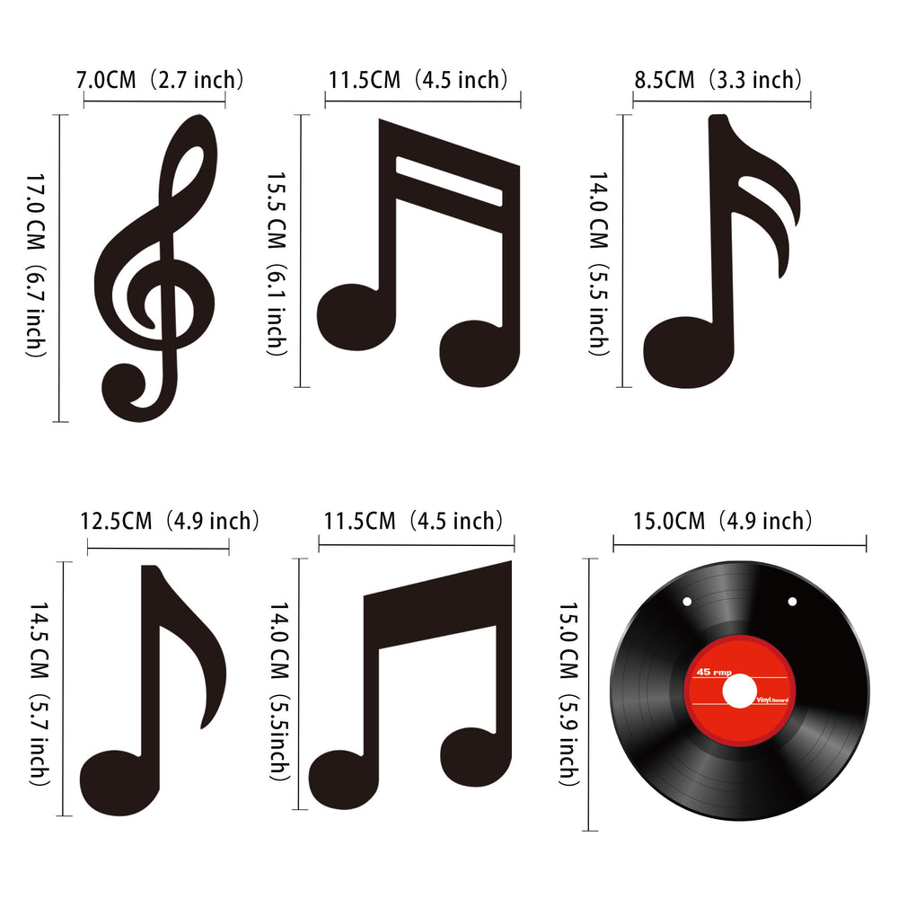 Gexolenu black vinyl music notes wall decor, unframed and wall-mount ready