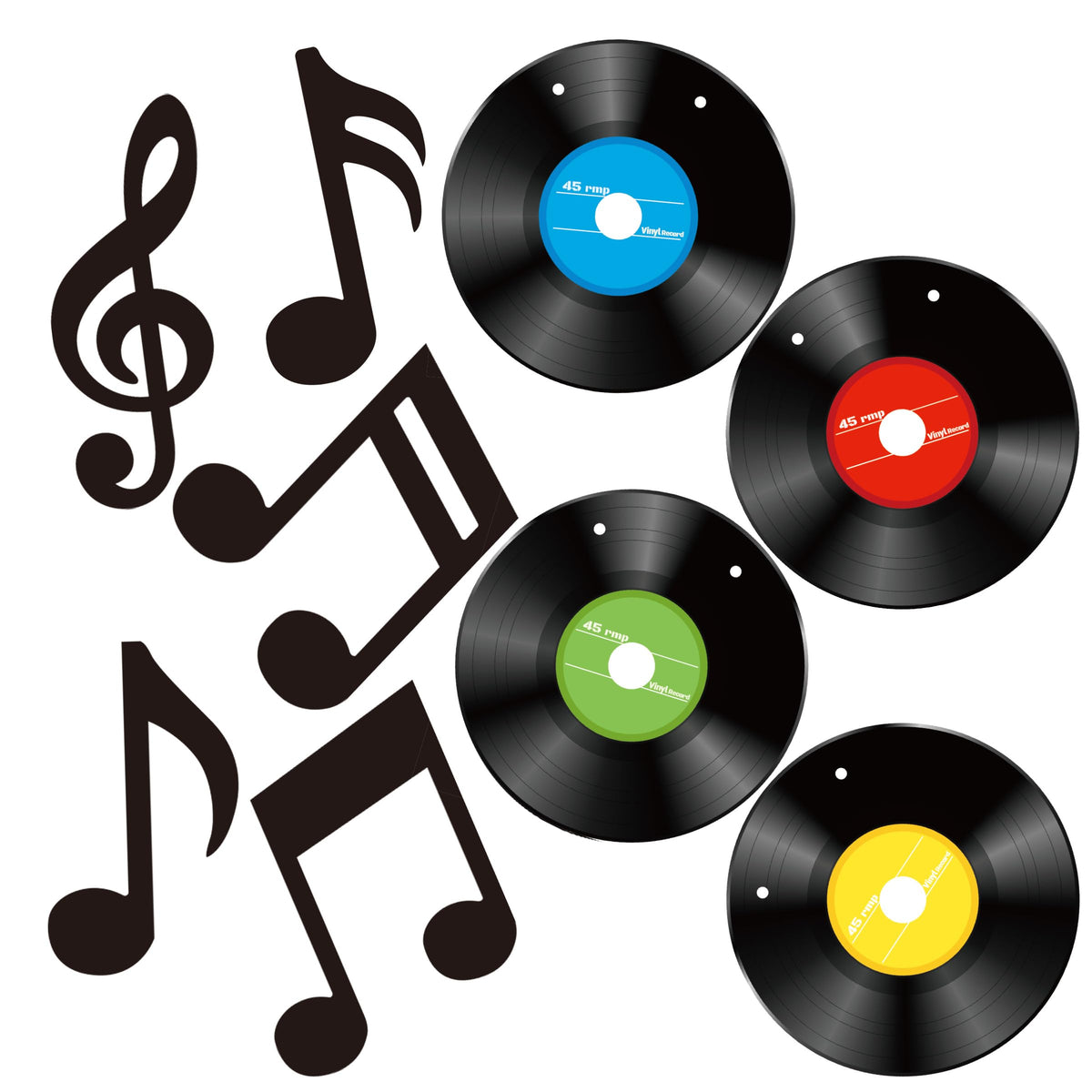 Gexolenu 45-piece black vinyl music notes wall decor adds modern style