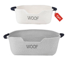 Geyecete dog toy basket set in 2-piece cotton rope for tidy toy storage
