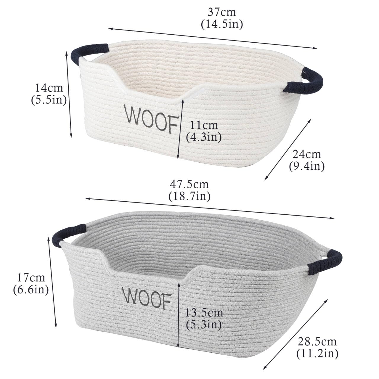 Geyecete large grey basket measuring 43 cm for multiple toys