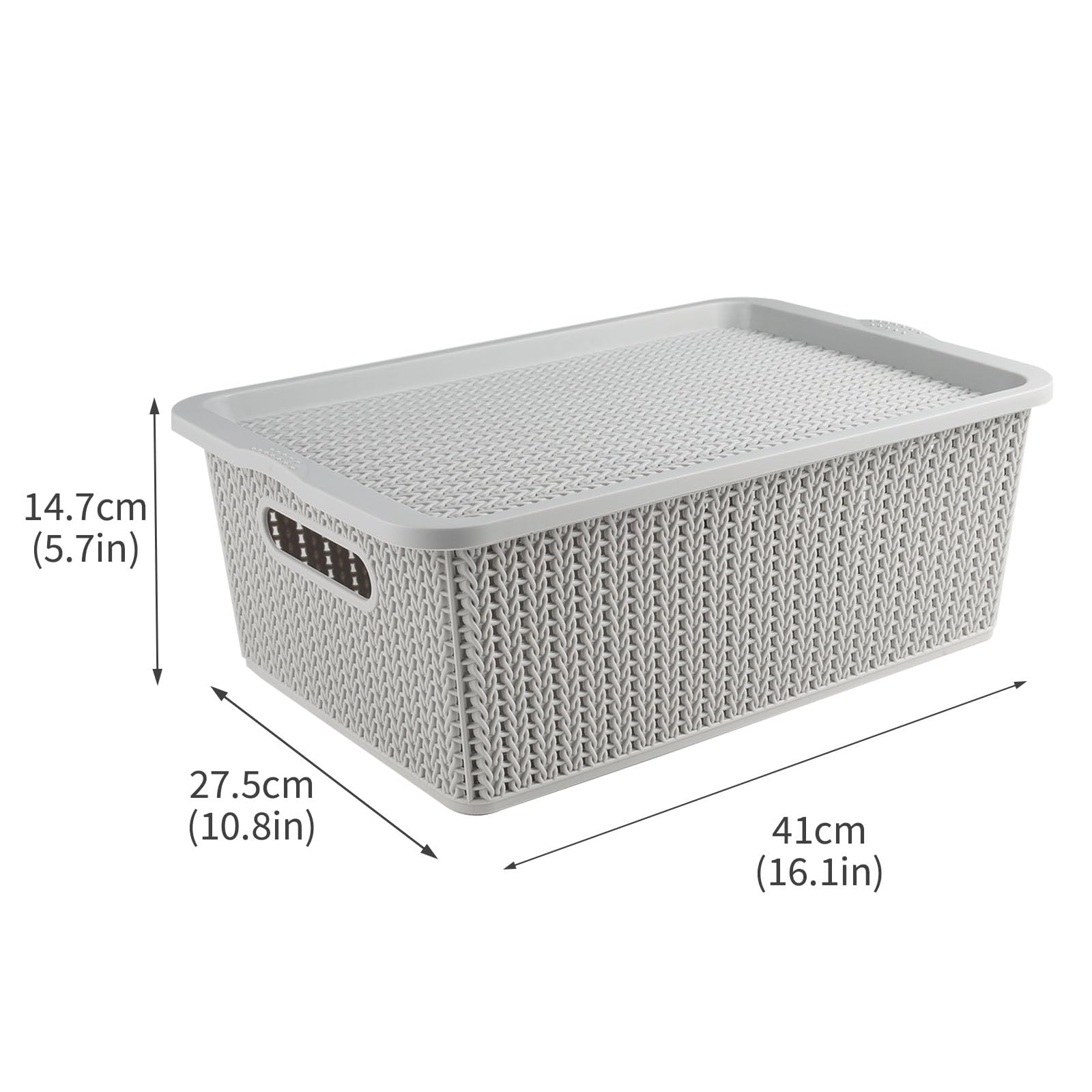 Geyecete storage bin with side handle for easy access.