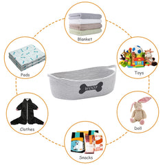 Geyecete Weave Rope Basket gray open top for toy or clothing storage.