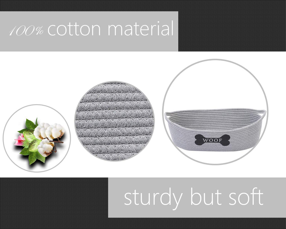 Geyecete Weave Rope Basket gray side view for versatile home organization.