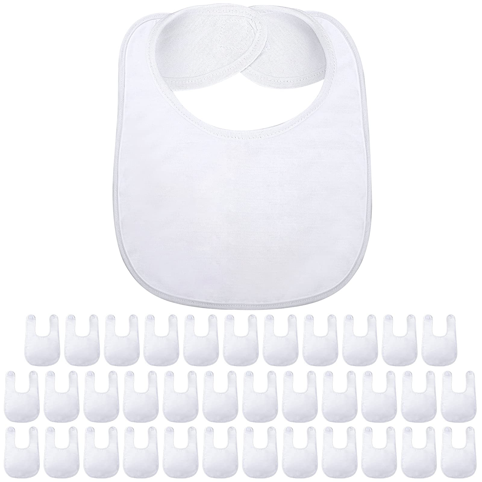Geyoga 36pcs sublimation baby bibs front view showing canvas for custom designs