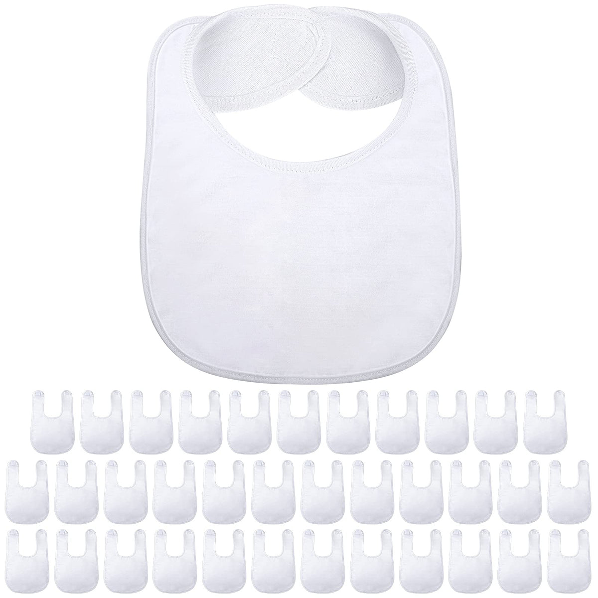 Geyoga 36pcs sublimation baby bibs front view showing canvas for custom designs