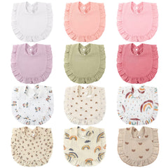 Geyoga muslin baby bibs show soft absorbency for drool and mess protection.