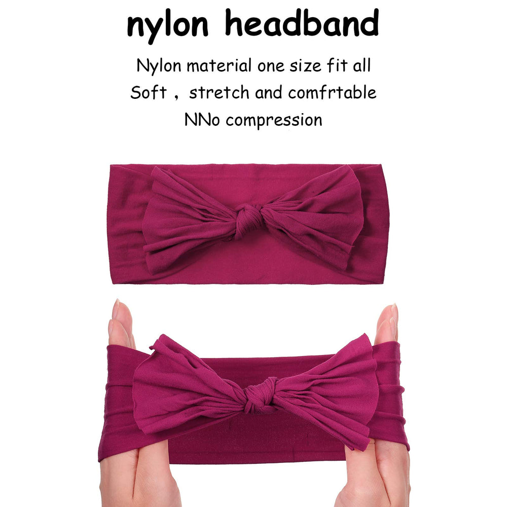 Geyoga baby headband with bow in pink for soft, stretchy daily wear