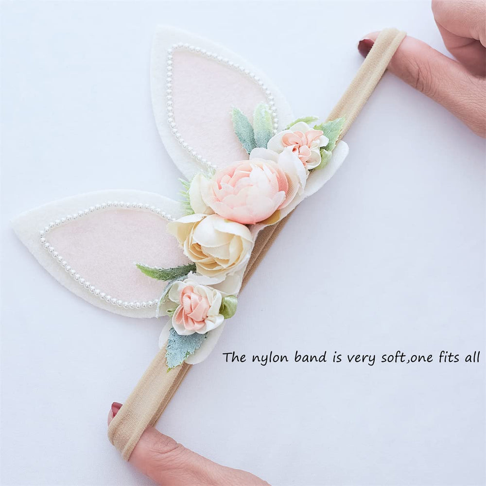 GEZISAN flower headband nylon, adjustable fit from newborn to toddler.