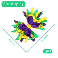 GFLPO fleur-de-lis hair barrette in festive hues enhances carnival outfits and keeps hair neatly in place.
