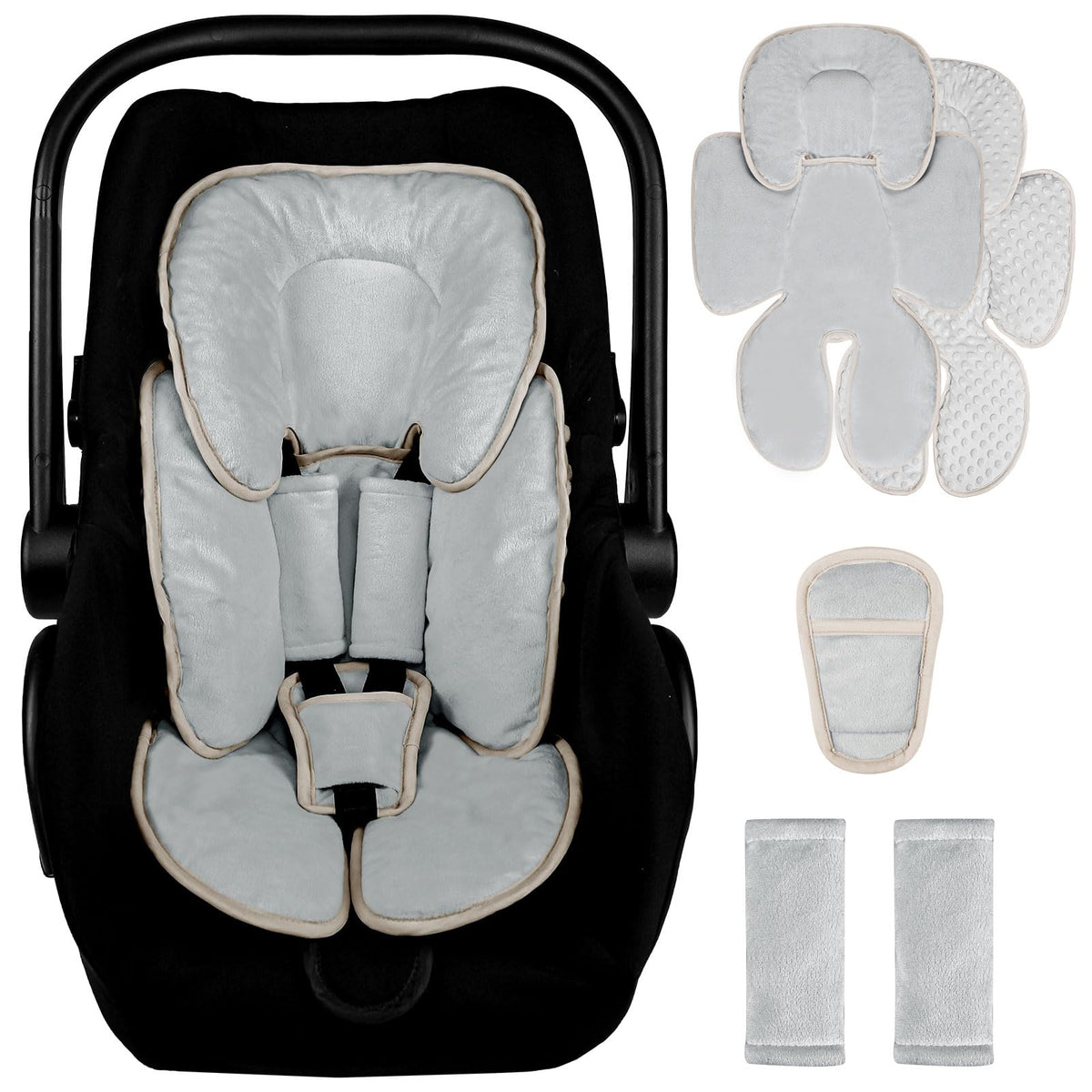 GFU 2-in-1 infant car seat insert provides head and body support for on-the-go comfort.