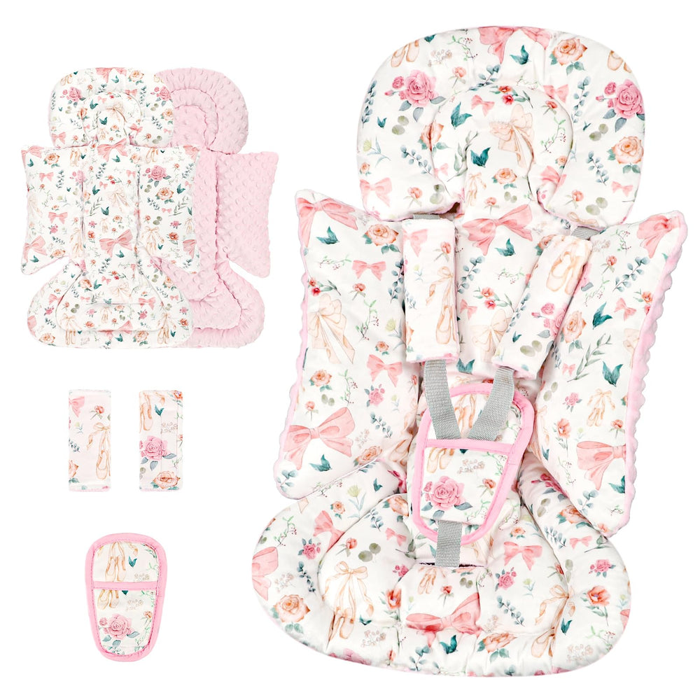 GFU 3-in-1 infant car seat insert with pink bow for newborn comfort