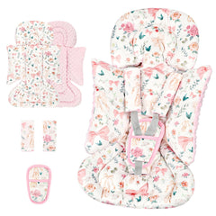 GFU 3-in-1 infant car seat insert with pink bow for newborn comfort