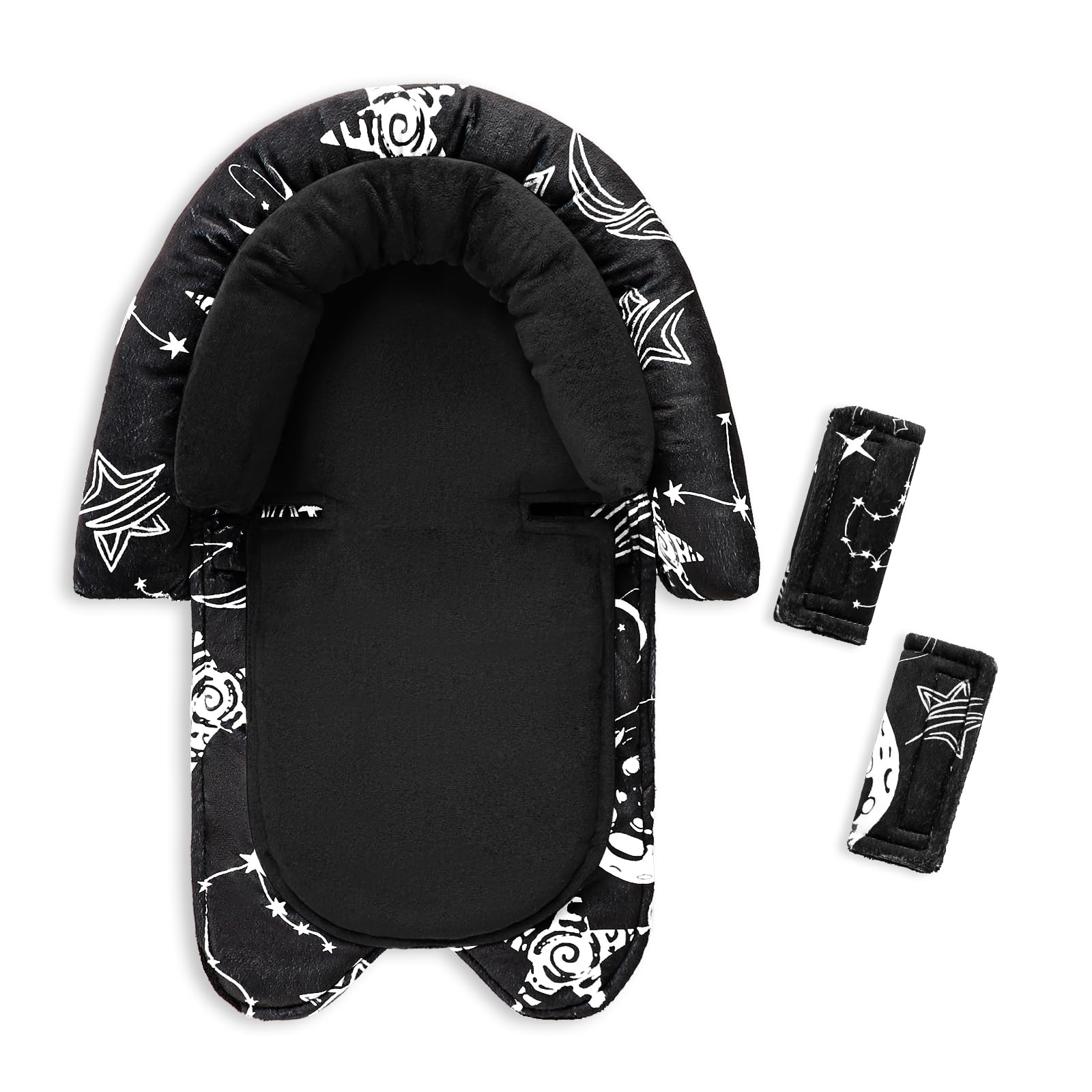 GFU baby car-seat head support in floral pink design for gentle neck stability