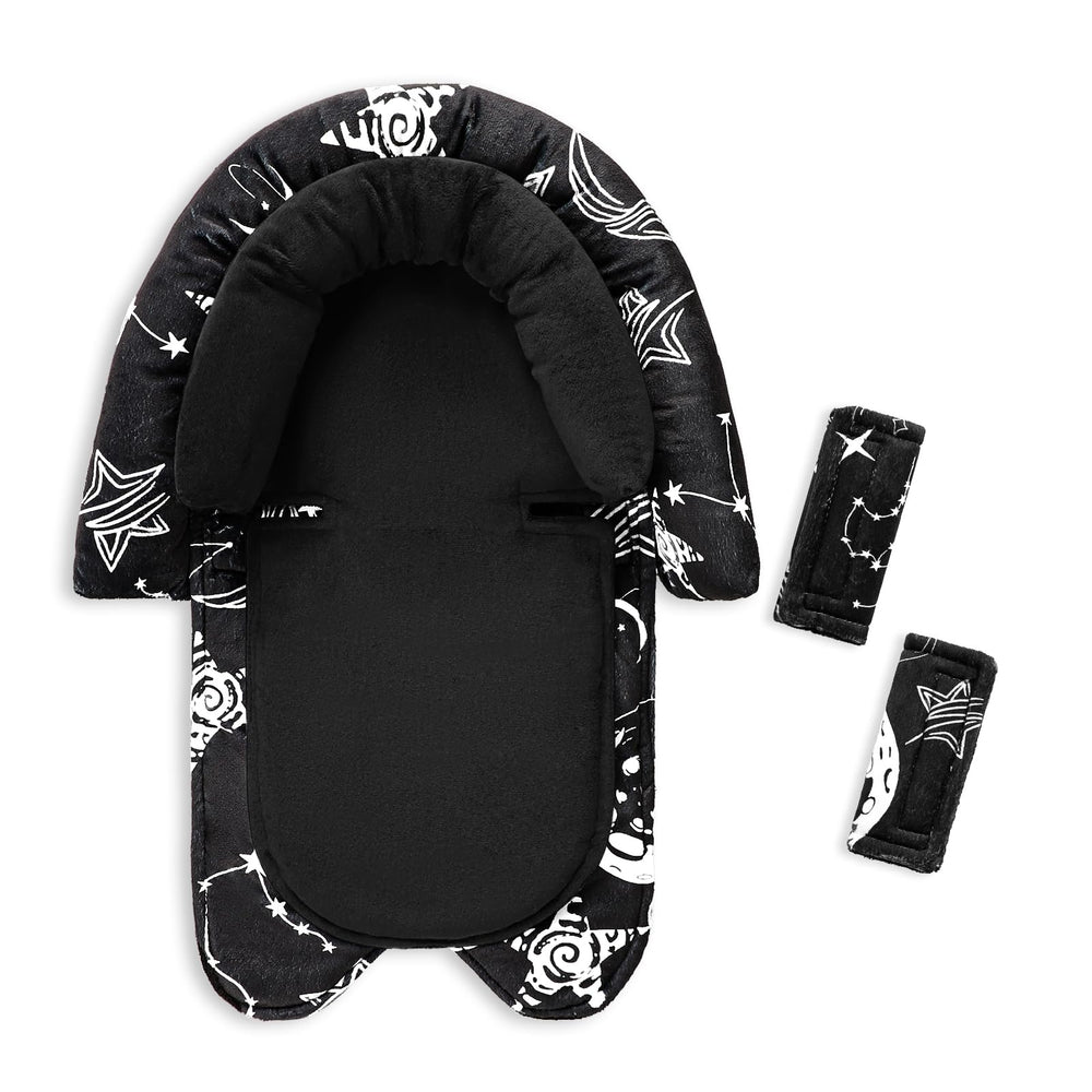 GFU baby car-seat head support in floral pink design for gentle neck stability