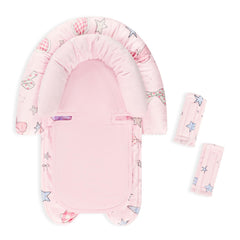 GFU baby car seat head support with pink stars for newborn comfort