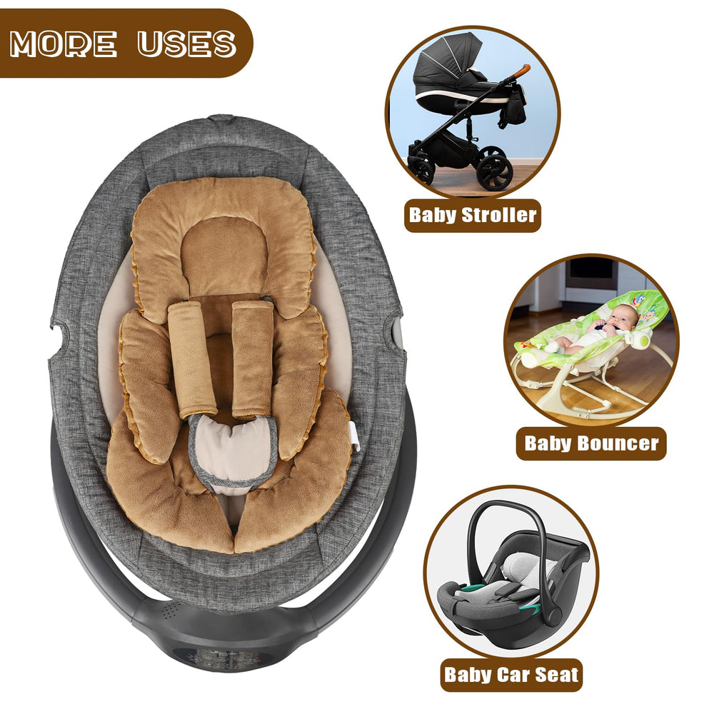 GFU infant insert fits car seats, swings, and buggies with 3-point harness.