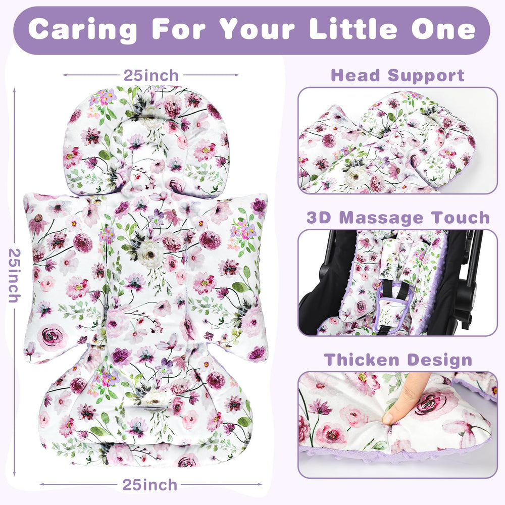 GFU car seat cushion 25x11 inches in purple flowers fits standard seats