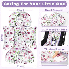 GFU car seat cushion 25x11 inches in purple flowers fits standard seats