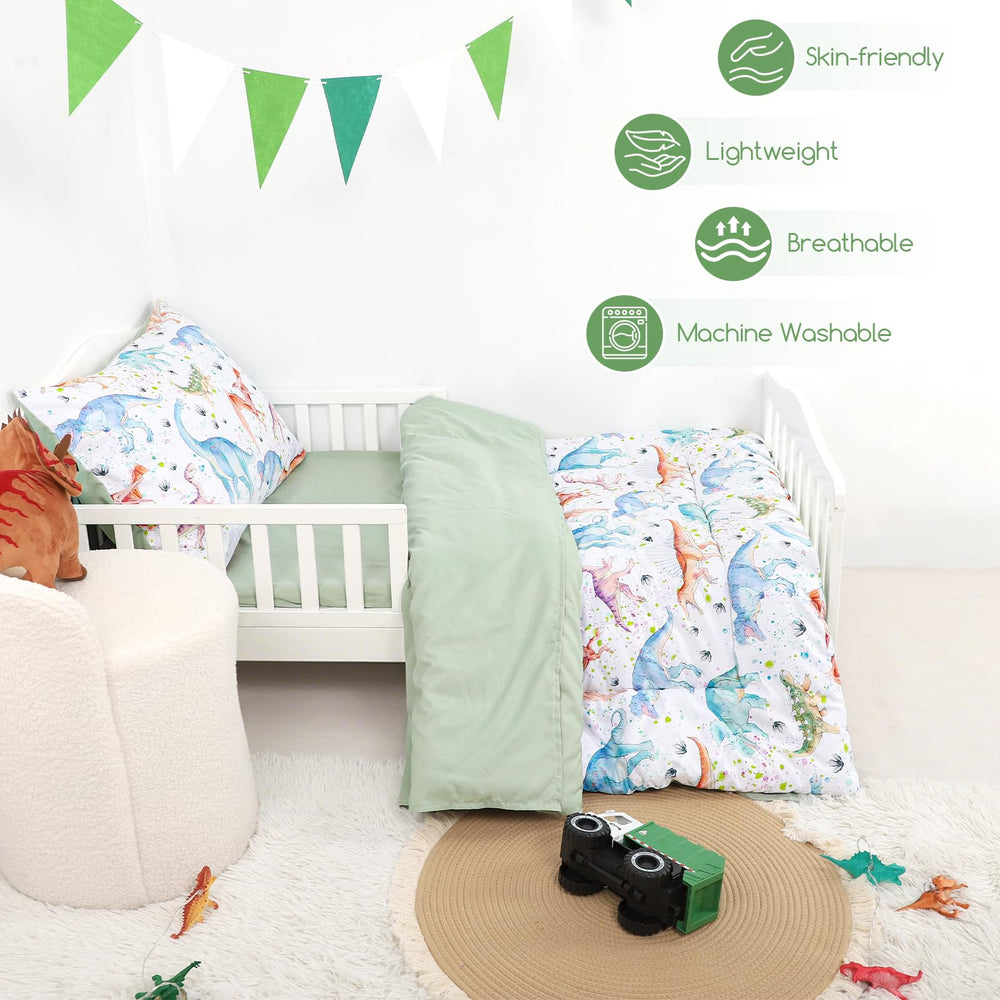 GFU bedroom setup featuring dinosaur theme with vibrant colors.