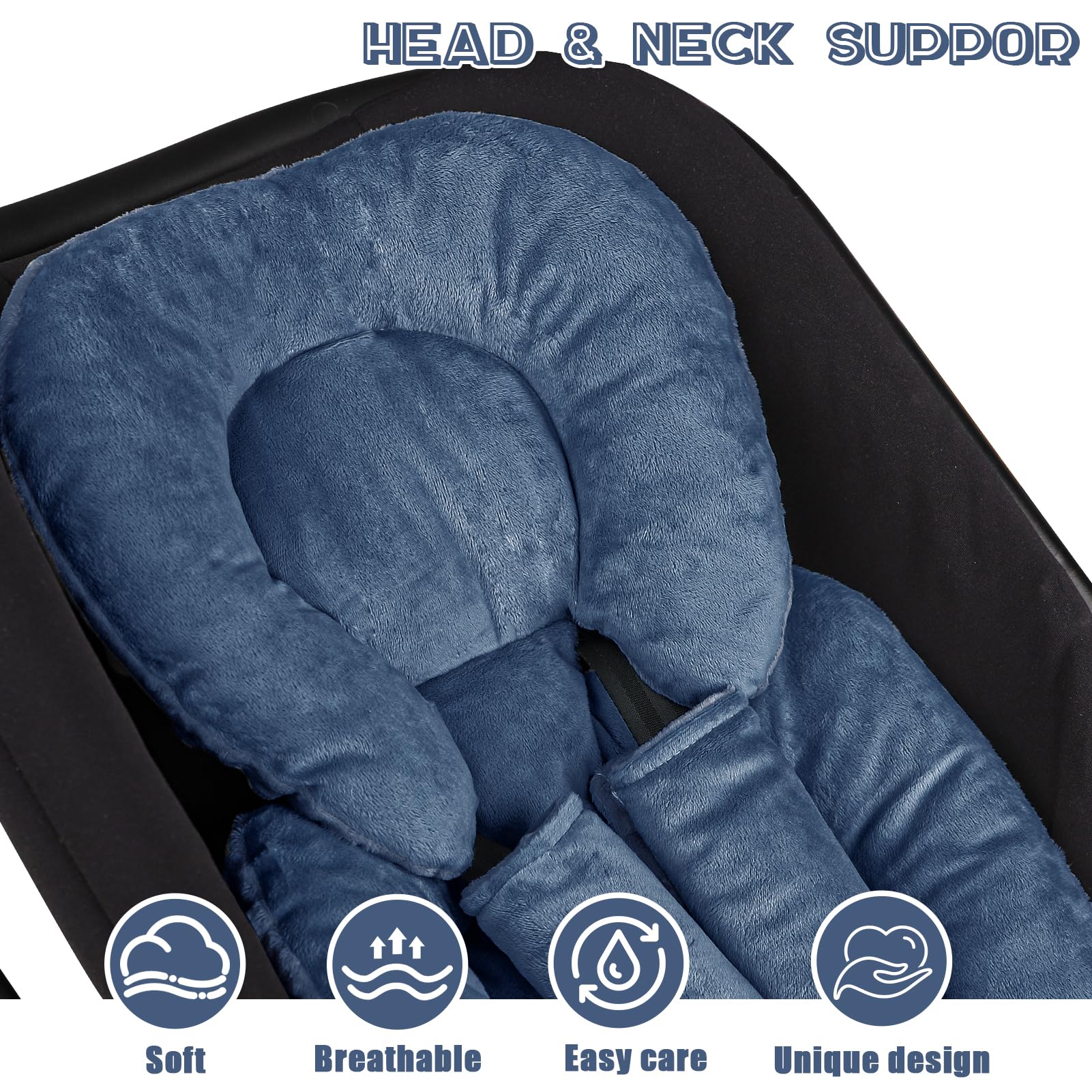 GFU infant car seat insert ideal travel companion for newborns in blue.