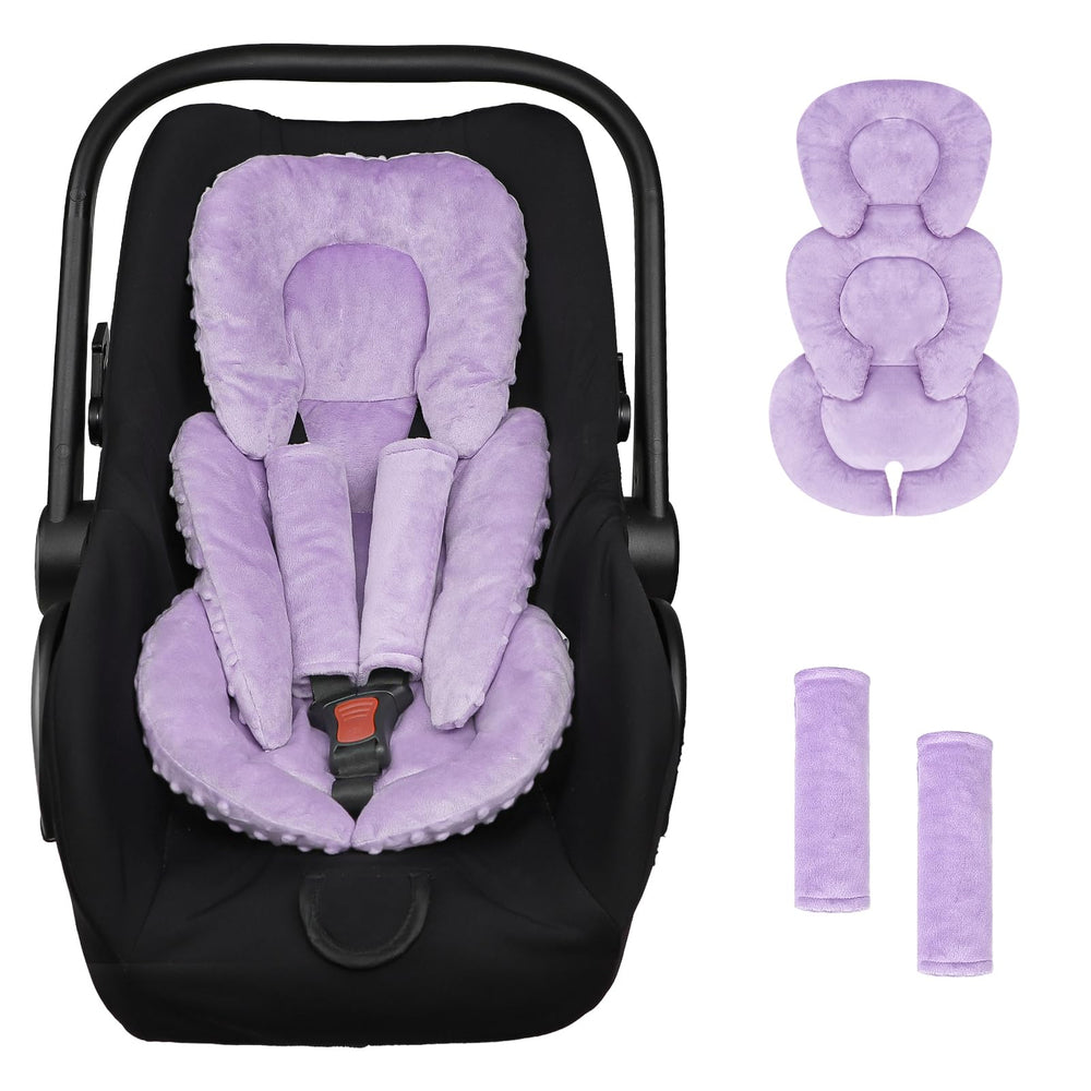 GFU infant car seat insert head and body support in purple for travel comfort
