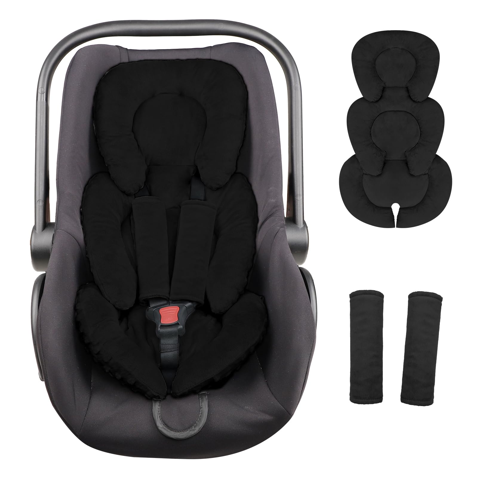 GFU infant car seat insert head and body support keeps baby aligned on rides