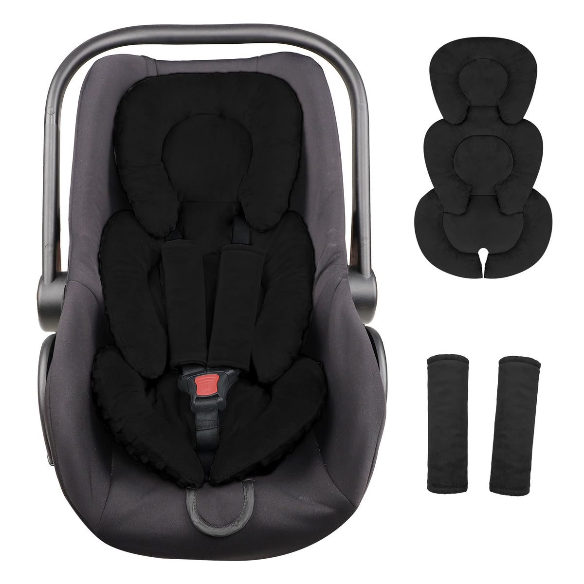 GFU infant car seat insert head and body support keeps baby aligned on rides