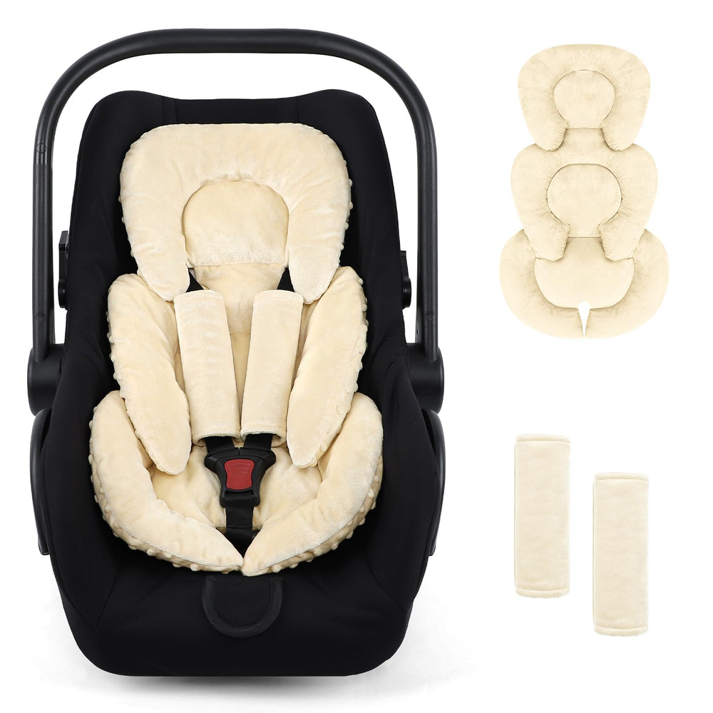 GFU infant car seat insert with head and body support for newborn comfort.