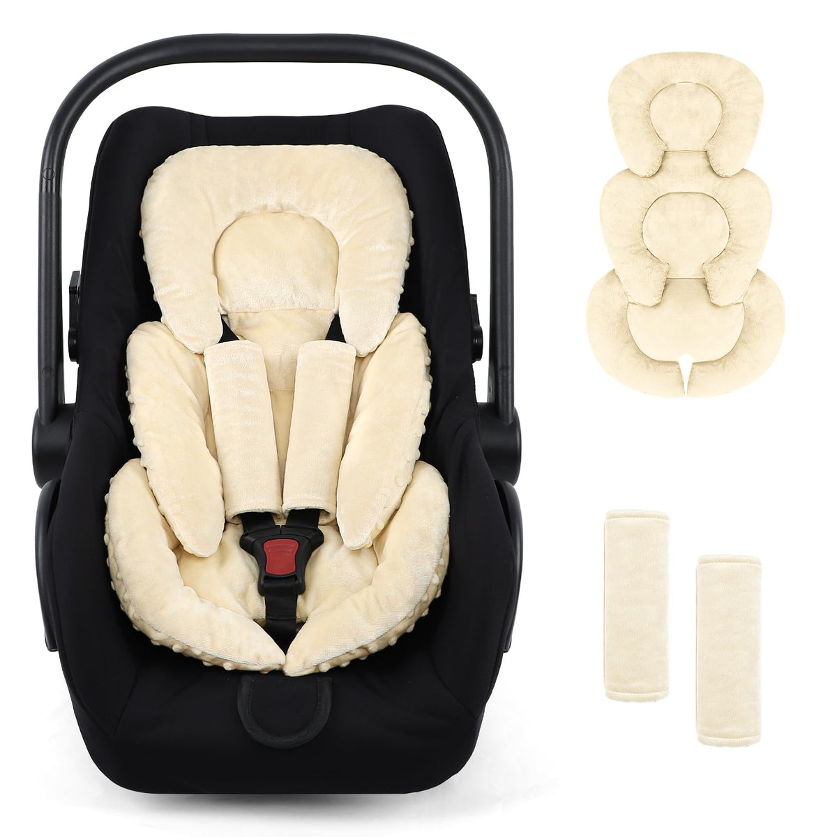 GFU infant car seat insert with head and body support for newborn comfort.