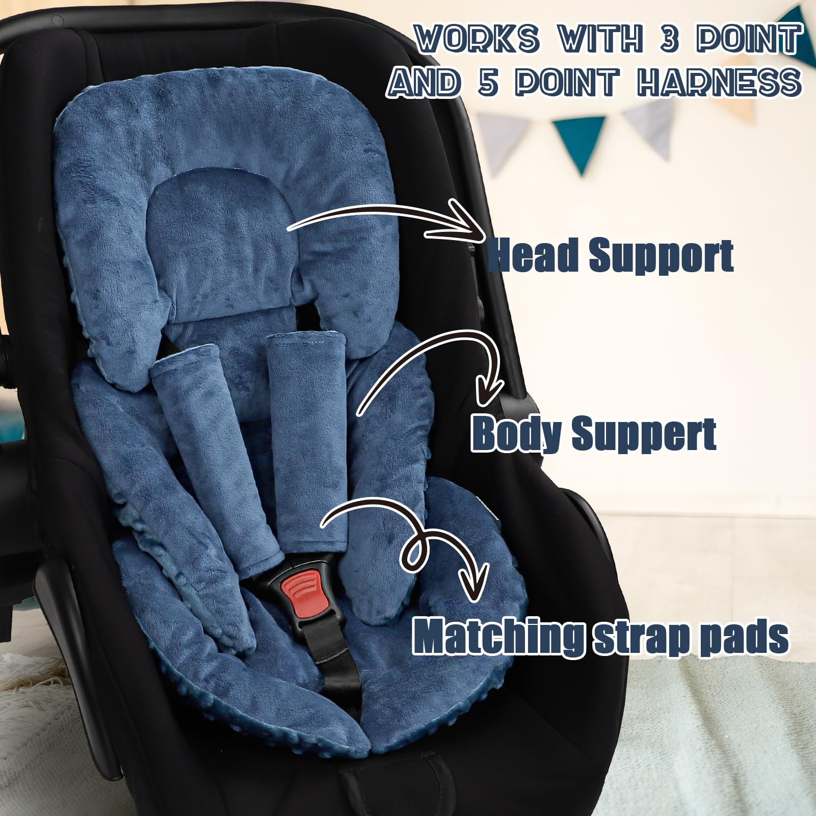 GFU infant car seat insert strap covers protect shoulders from harness chafe.