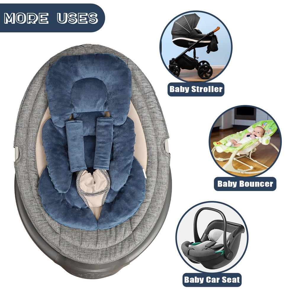 GFU infant car seat insert versatile fit for car seats, swings, and strollers.