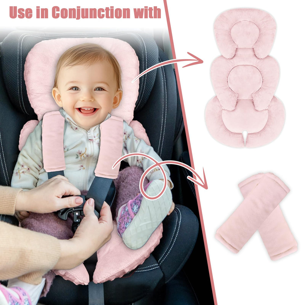 GFU infant seat insert compatible with 3- and 5-point harness systems for versatile seating.