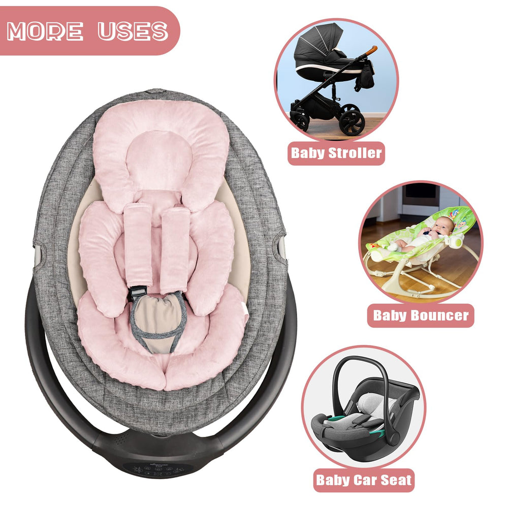 GFU infant seat insert fits swings and strollers for on-the-go support.