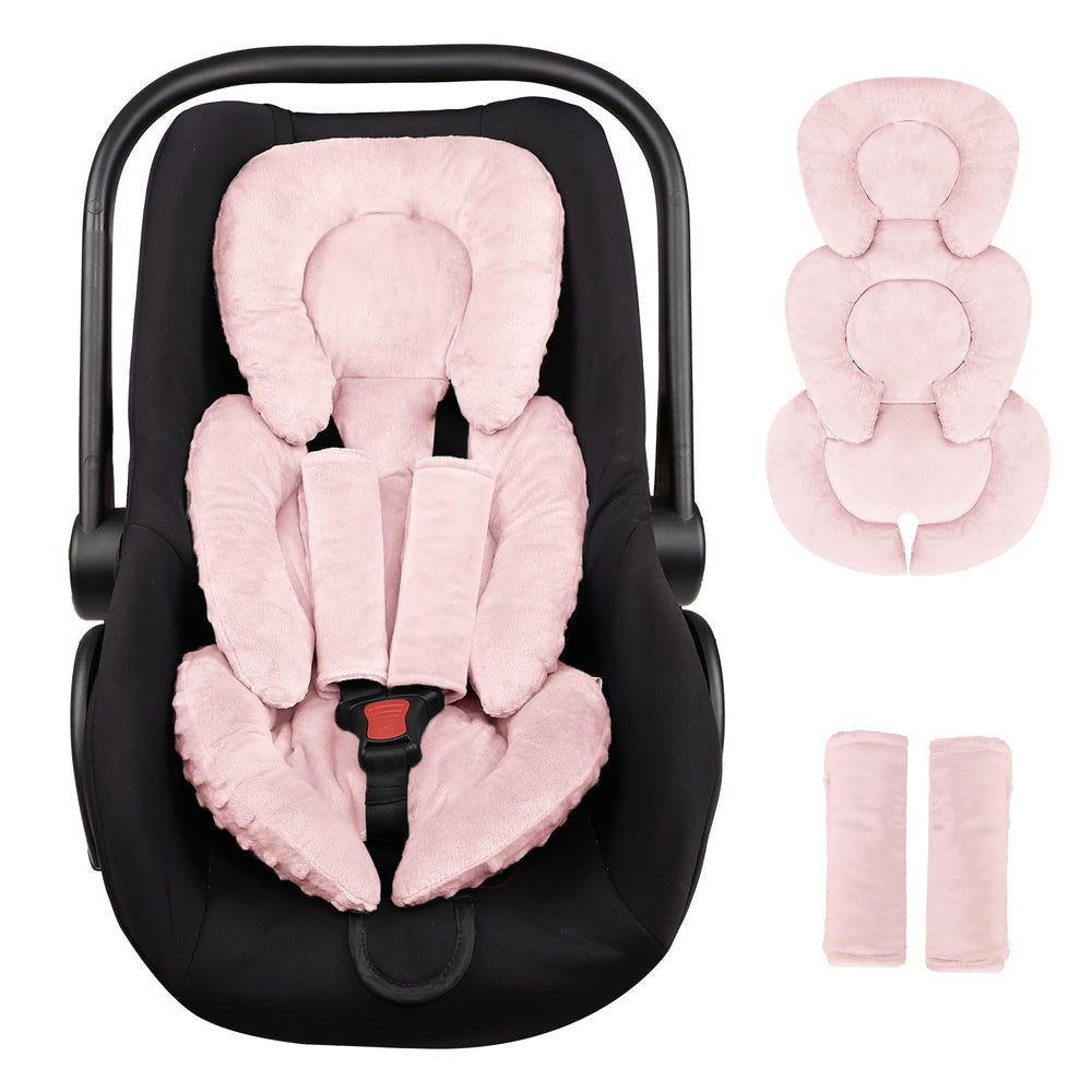GFU infant seat insert head and back support keeps baby aligned on every ride.