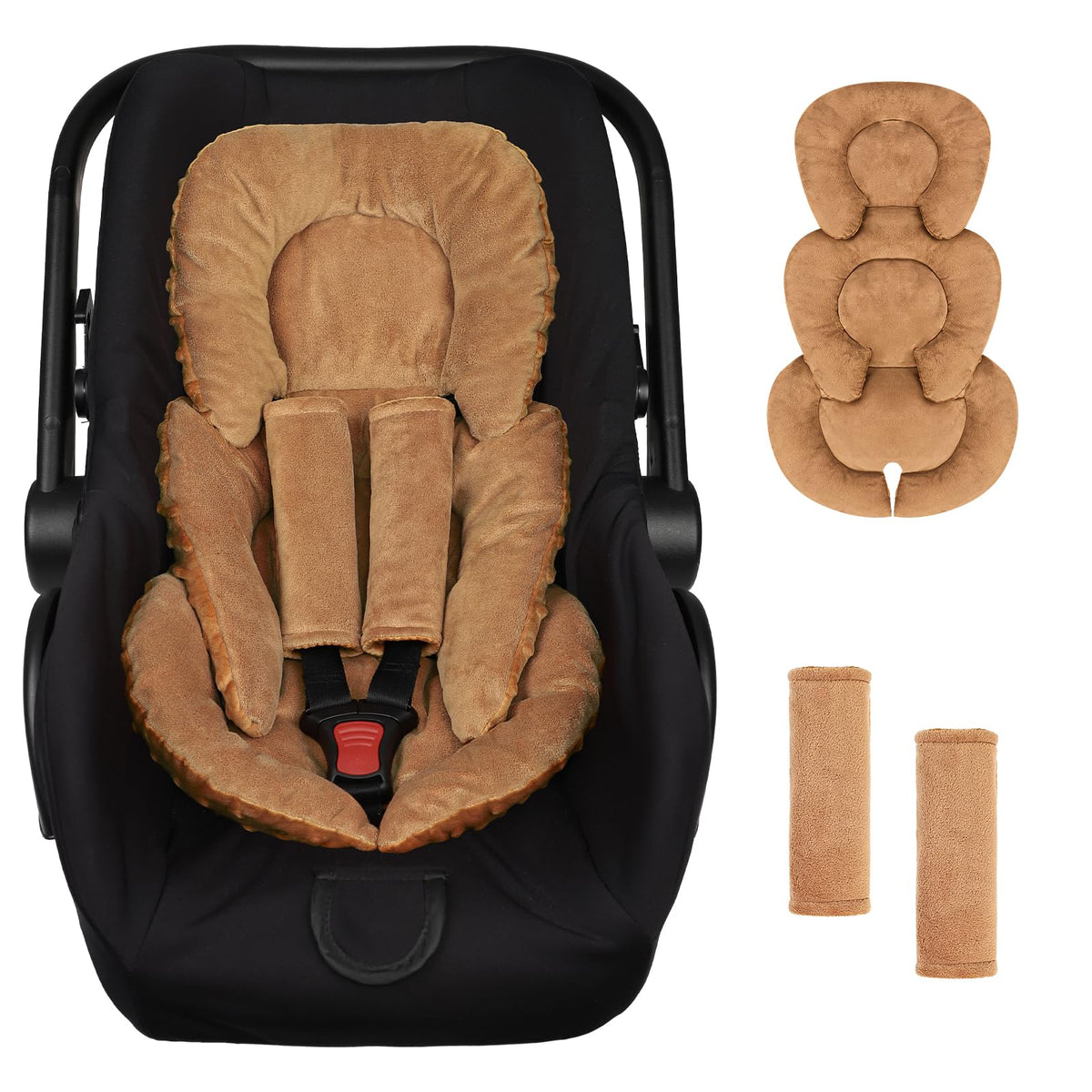 GFU infant seat insert head support keeps baby's head comfortable on car rides.