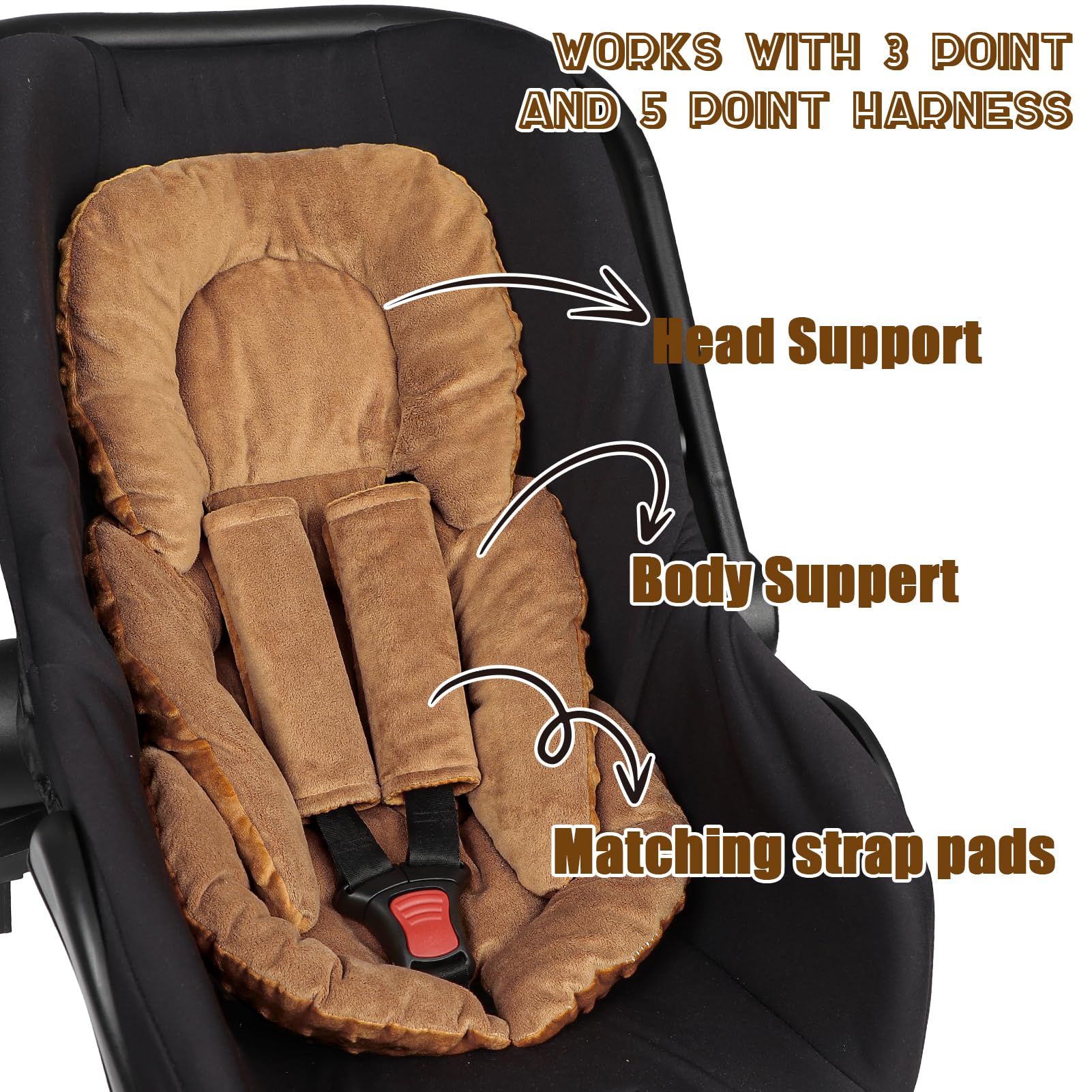 GFU reversible infant seat insert with plush front and 3D back for versatile comfort.