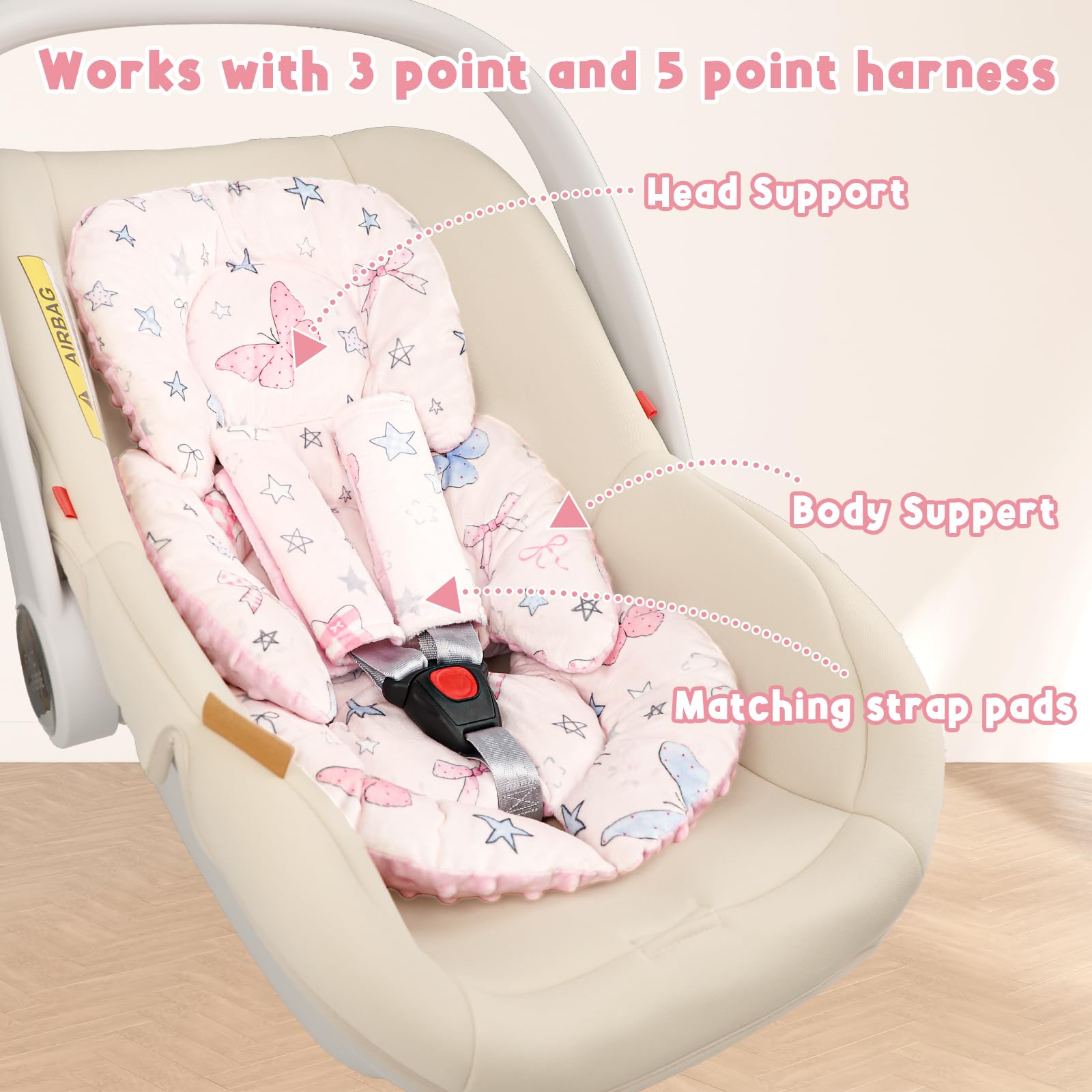 GFU infant seat insert shoulder covers prevent chafing and irritation