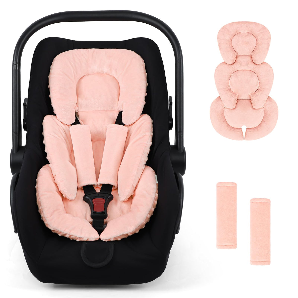 GFU infant stroller mat orange front view shows cushioned support during stroller rides.