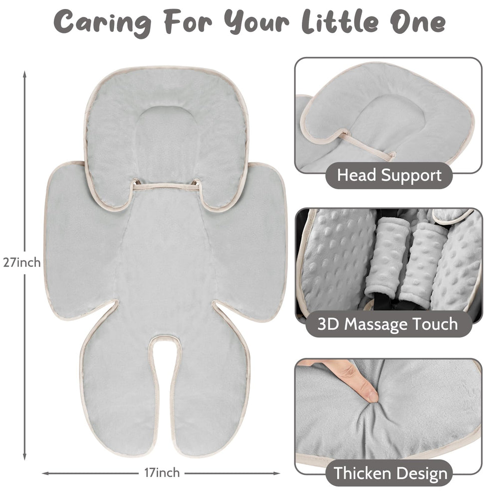GFU padded cushion fits car seats, swings, and strollers for versatile comfort.