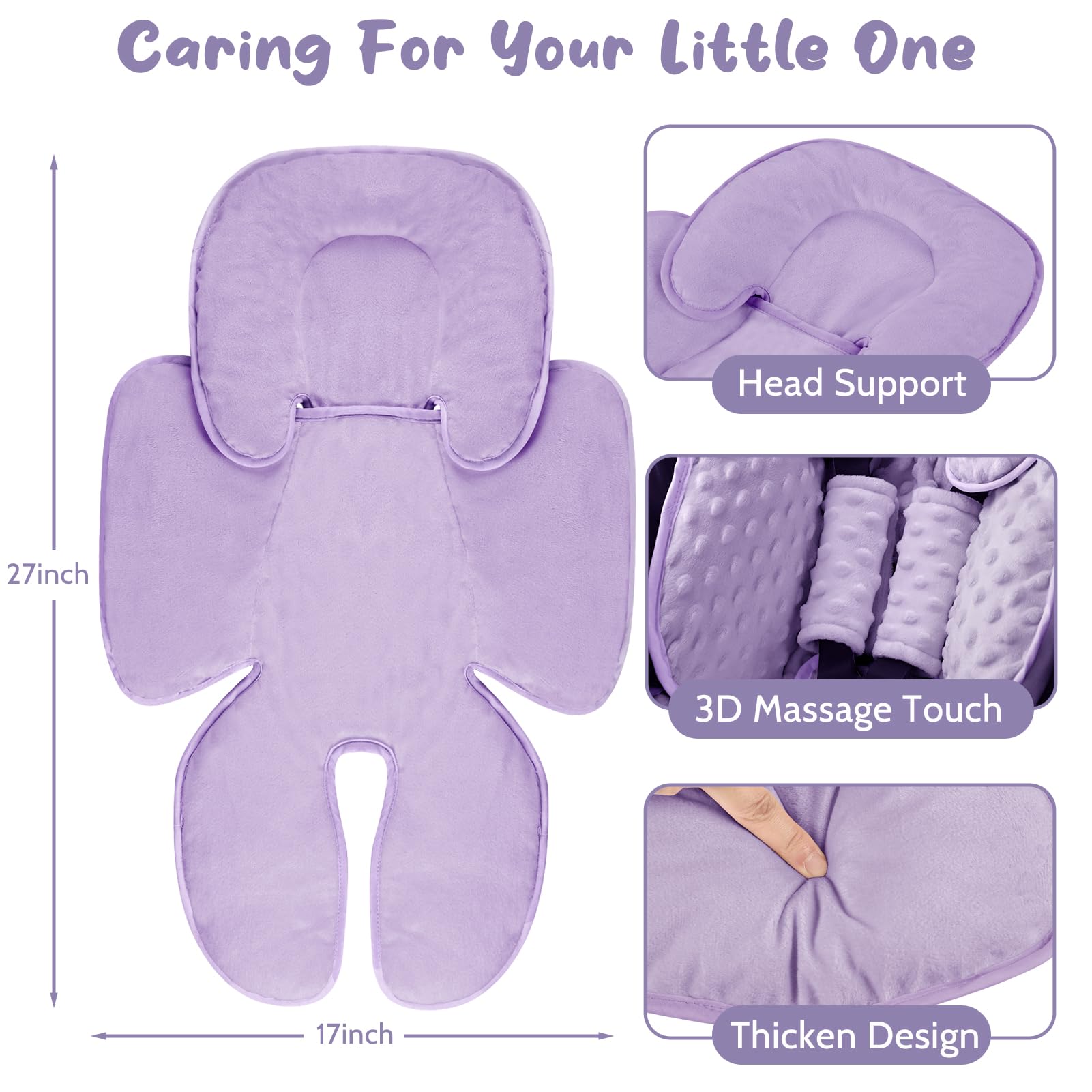GFU padding fits 3- or 5-point harness car seats for secure support.