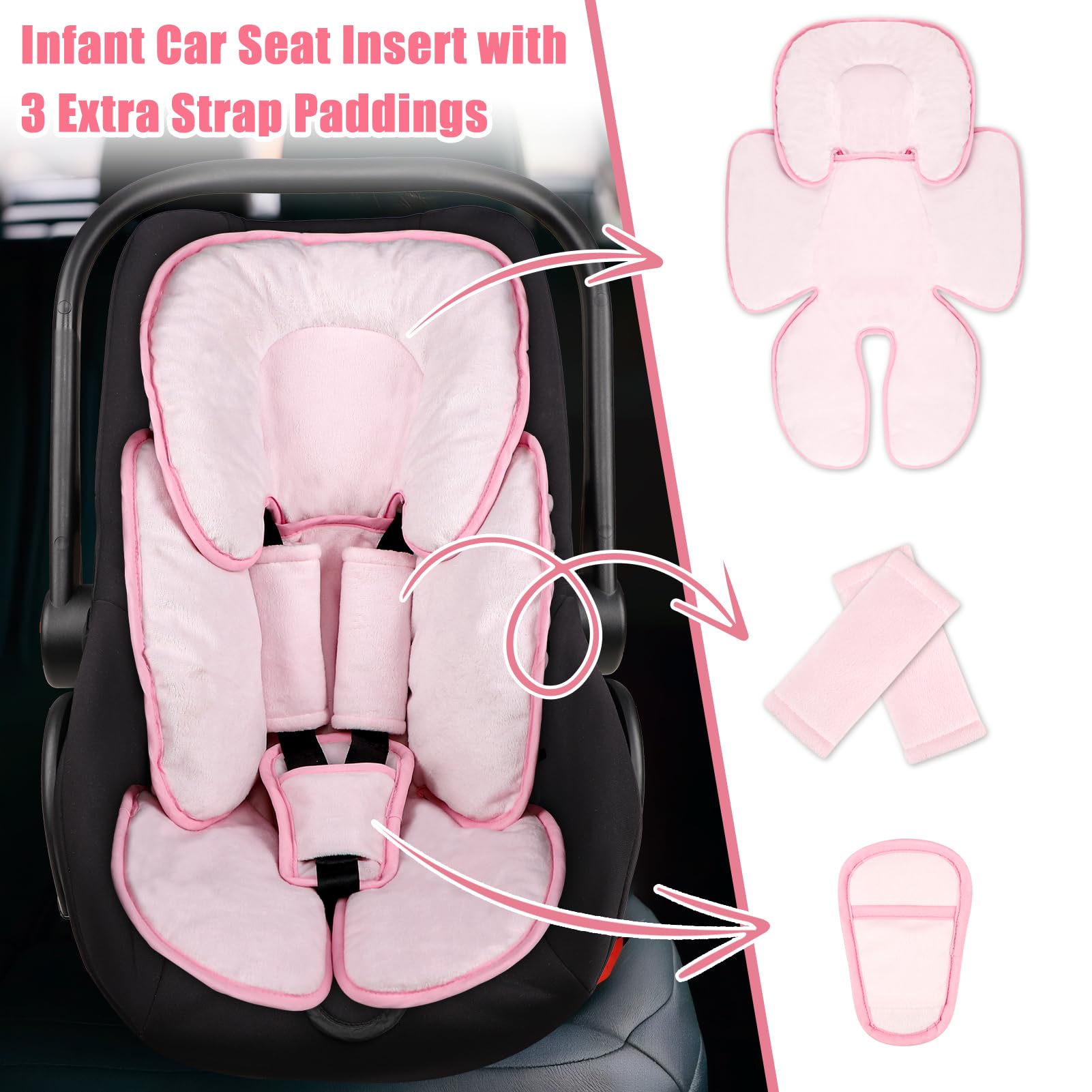 GFU pink infant cushion adds cozy color while keeping baby snug on travels