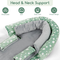 GFU polka-dot head support featuring a fresh green pattern